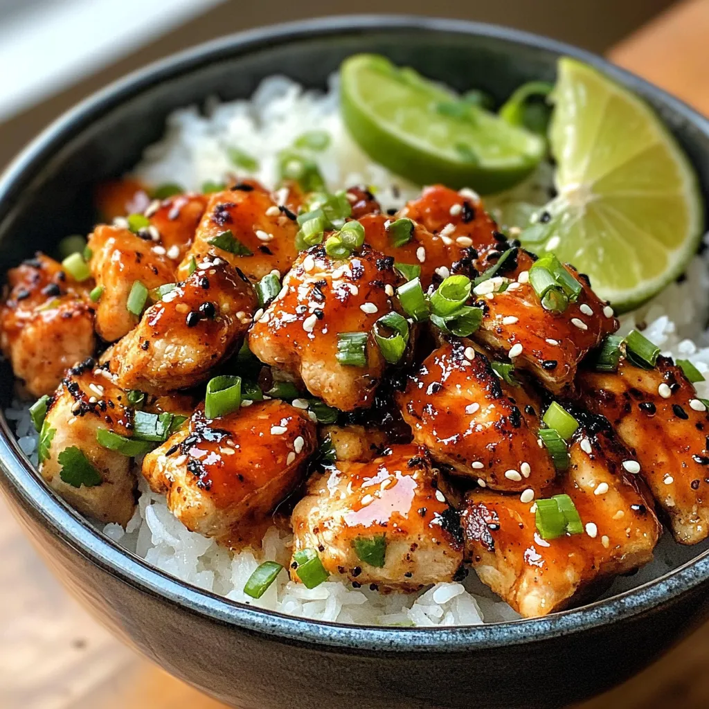 Sweet Chili Chicken Bowl with Coconut Lime Rice and Fresh Vegetables - tertiary view